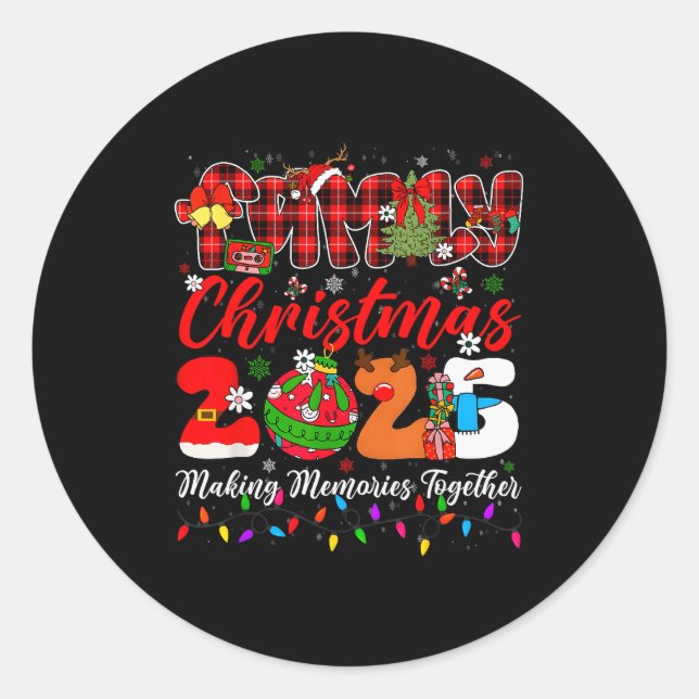 Sticker Rond Christmas 2025 Xmas Lights Making Memories Togethe (Devant)