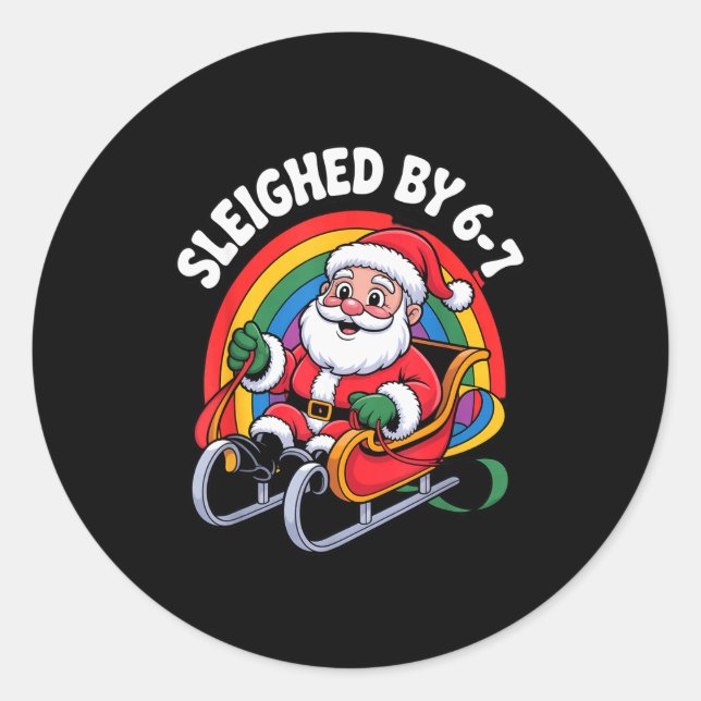 Sticker Rond Christmas 67 Funny Xmas Six Seven Ugly Sweater 6-7 (Devant)