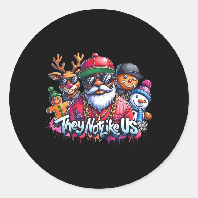 Sticker Rond Christmas African Santa They Not Like Us Merry Chr (Devant)
