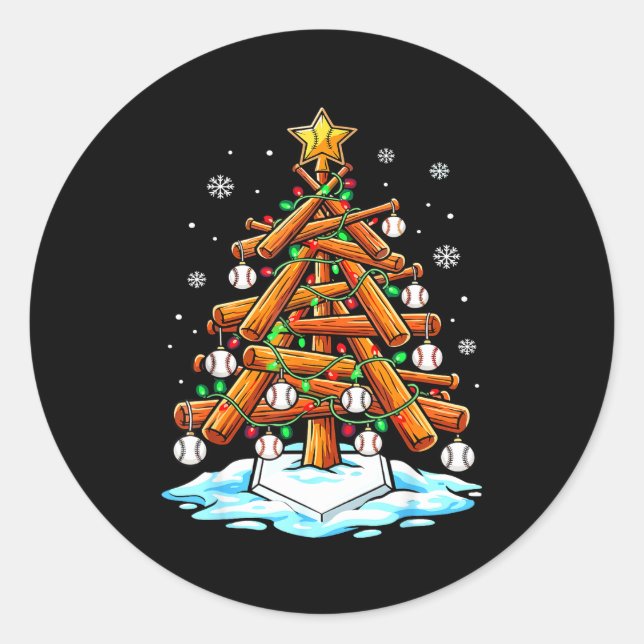 Sticker Rond Christmas Baseball Tree Lights Xmas  (Devant)