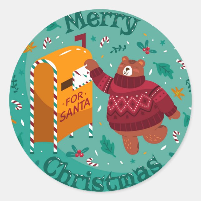 Sticker Rond Christmas Bear (Devant)