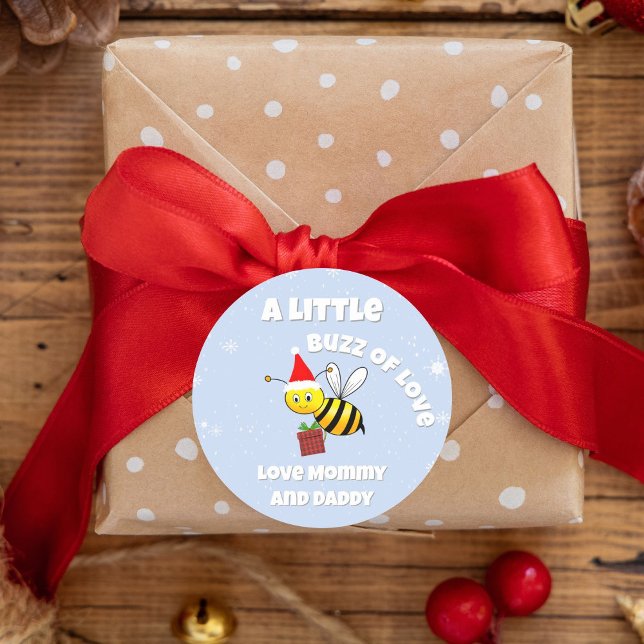 Sticker Rond Christmas Bee Wearing Santa's Hat Child  (Créateur téléchargé)