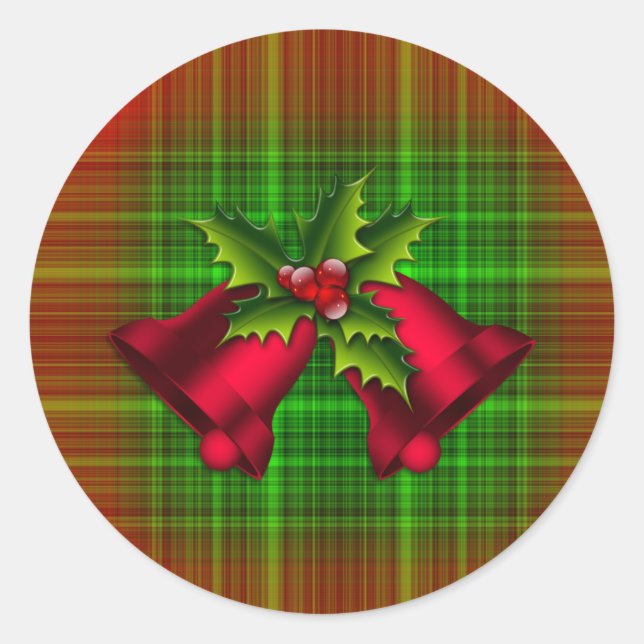Sticker Rond Christmas Bells et Holly (Devant)