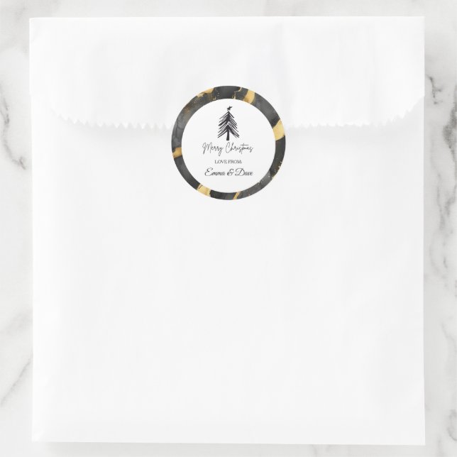 Sticker Rond Christmas Black and Gold (Sac)