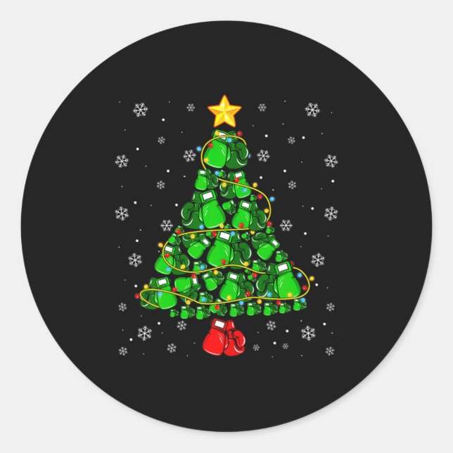 Sticker Rond Christmas Boxing Srts Lover Xmas Tree Lights Paj  (Devant)