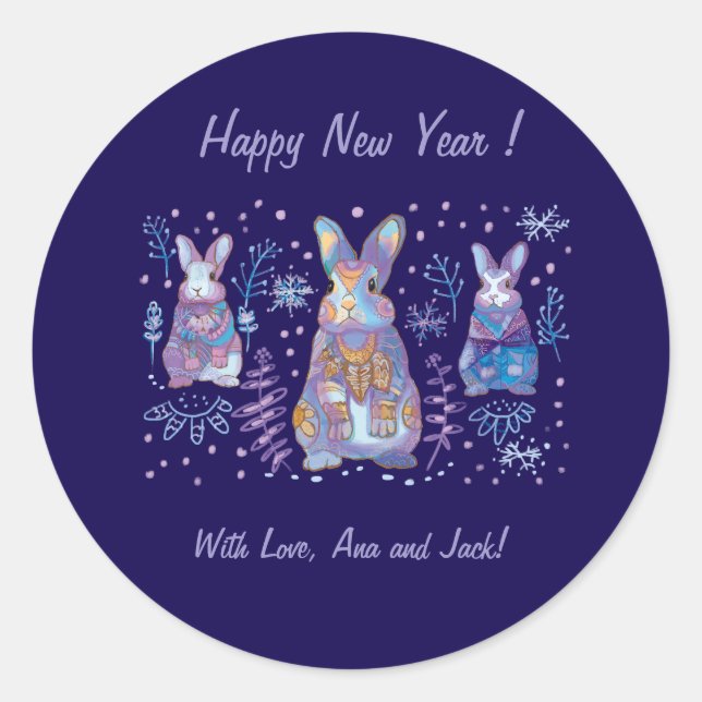 Sticker Rond Christmas Bunny  (Devant)