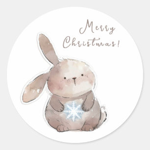 Sticker Rond Christmas Bunny and Snowflake, personalized