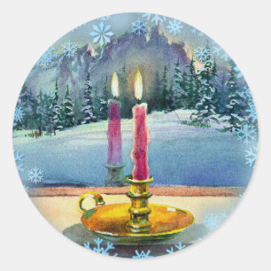 Sticker Rond CHRISTMAS CANDLE par SHARON SHARPE