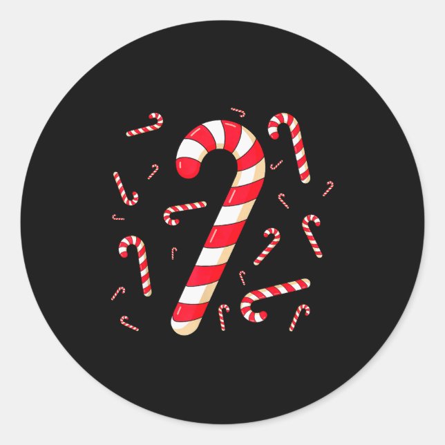 Sticker Rond Christmas Candy Cane Santa Xmas Family Kid Toddler (Devant)