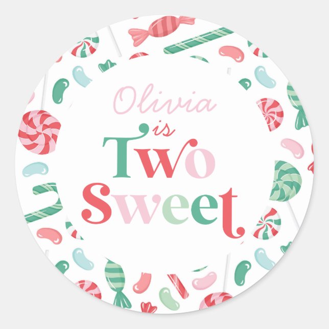 Sticker Rond Christmas Candy Two Sweet 2e anniversaire (Devant)