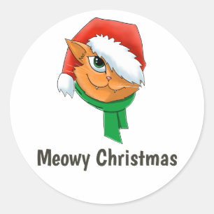 Sticker Rond Christmas Cat