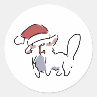 Sticker Rond Christmas Cat