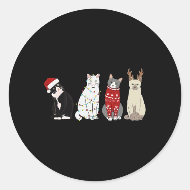 Sticker Rond Christmas Chat Fun Chat Amoureux de les chats Chat (Devant)