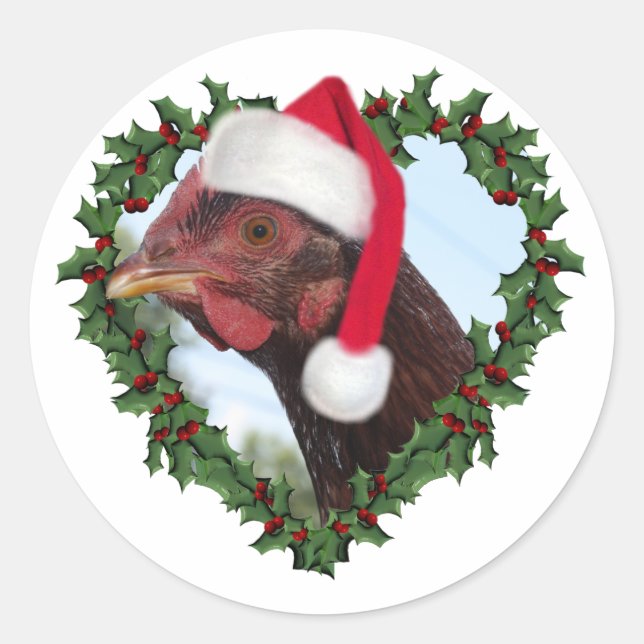 Sticker Rond Christmas Chicken *  Rhode Island Red (Devant)