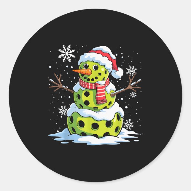 Sticker Rond Christmas Ckleball Snowman Christmas Women Men Kid (Devant)