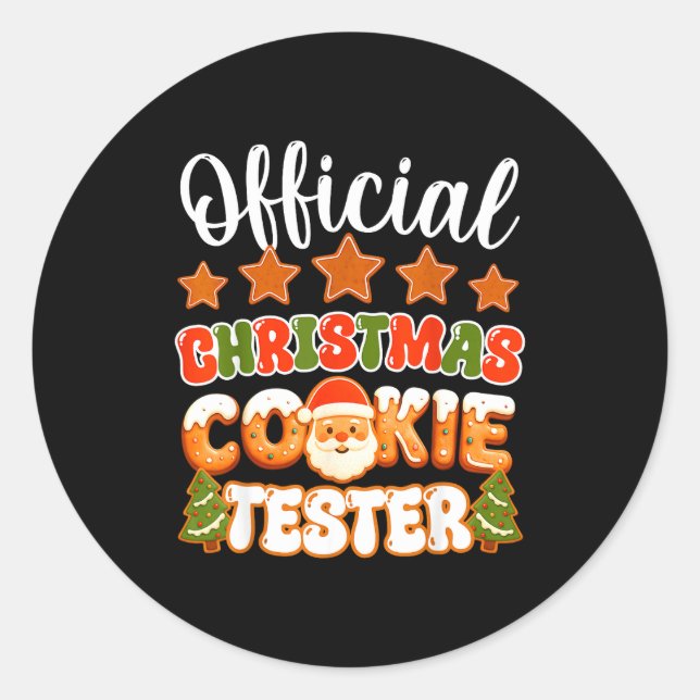 Sticker Rond Christmas Cookie Tester Taster Funny Family Baking (Devant)