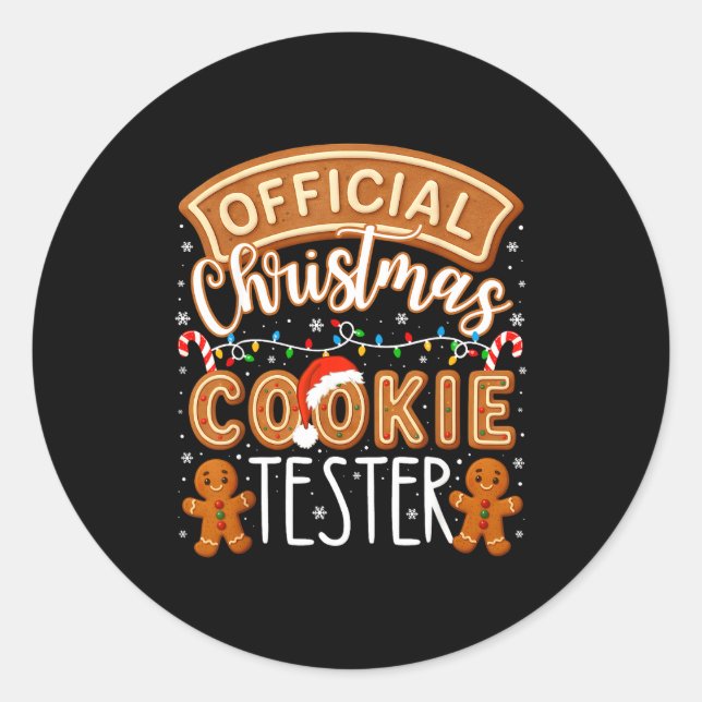 Sticker Rond Christmas Cookie Tester Taster Funny Family Baking (Devant)