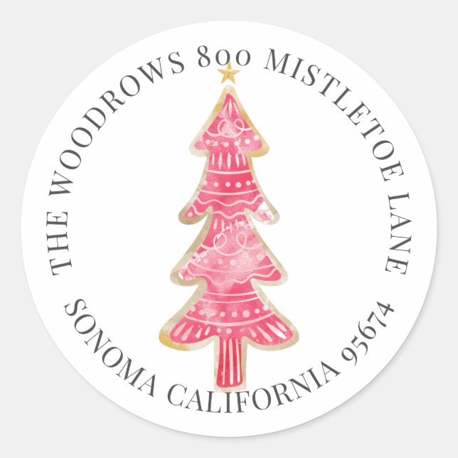 Sticker Rond Christmas Cookies Tree Retourner l'adresse (Devant)