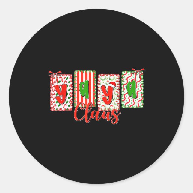 Sticker Rond Christmas Coquette Bow Yaya Claus Xmas Family Matc (Devant)