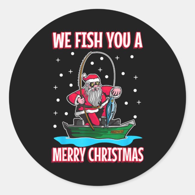 Sticker Rond Christmas Costume Fisherman Fishing Funny Cool San (Devant)