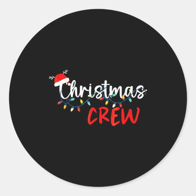 Sticker Rond Christmas Crew Xmas Lights Family Matching Pajamas (Devant)