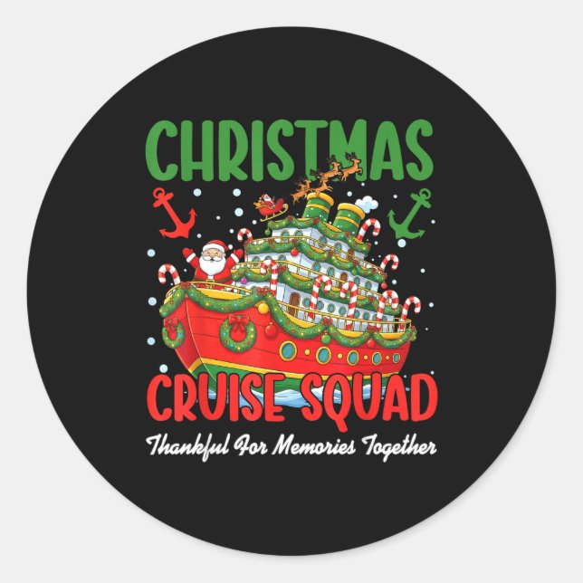 Sticker Rond Christmas Cruise Cruisemas Squad 2025 Thankful For (Devant)