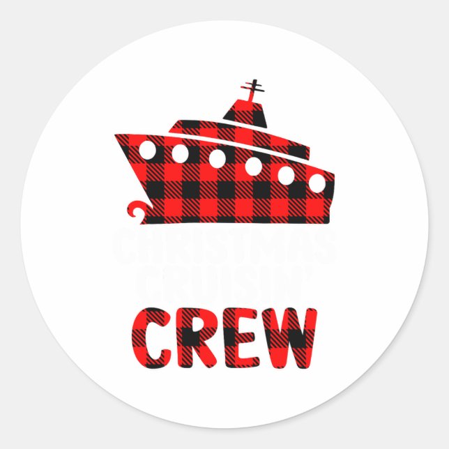 Sticker Rond Christmas Cruisin Crew Cruise Matching Family Paja (Devant)