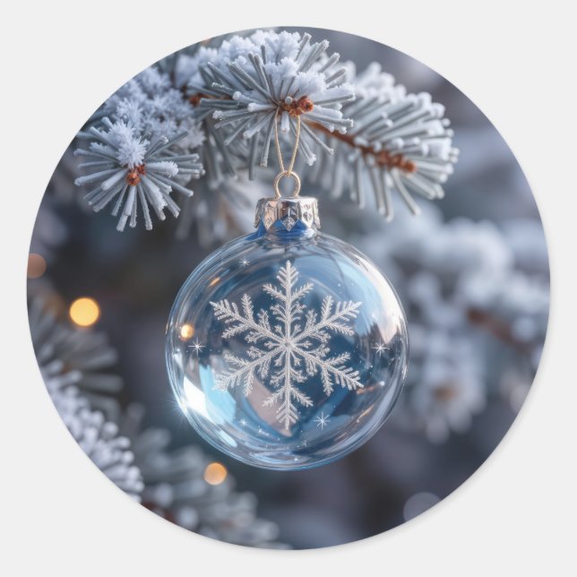 Sticker Rond Christmas Crystal Snowflake Ornament (Devant)