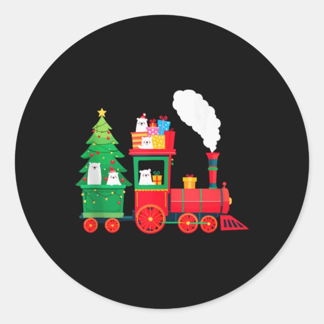 Sticker Rond Christmas Cute Train With Lar Bears Santa Xmas T T (Devant)