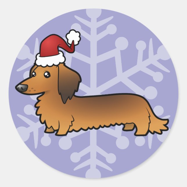 Sticker Rond Christmas Dachshund (longhair) (Devant)
