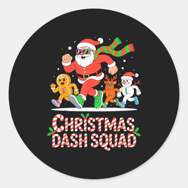Sticker Rond Christmas Dash Squad Running Runner Marathon Team  (Devant)