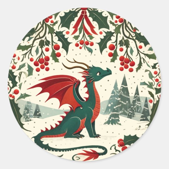Sticker Rond Christmas Dragon                                   (Devant)