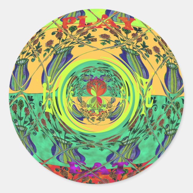 Sticker Rond Christmas Eat Love Jouer Hakuna Matata Couleur.png (Devant)