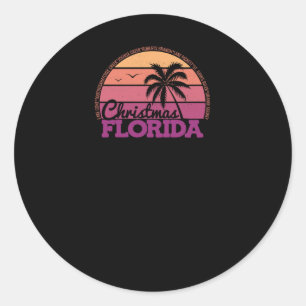 Sticker Rond Christmas Florida Retro Sunset Local Pride Logo St