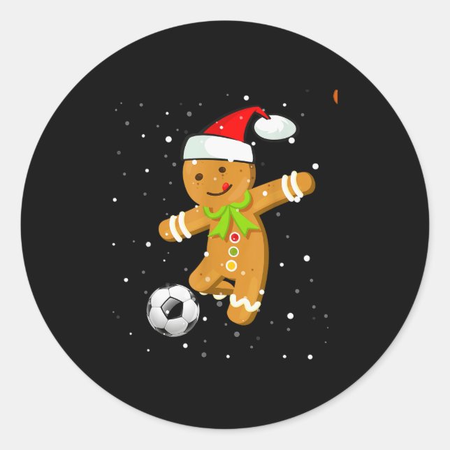 Sticker Rond Christmas Football Soccer Gingerbread Player  (Devant)