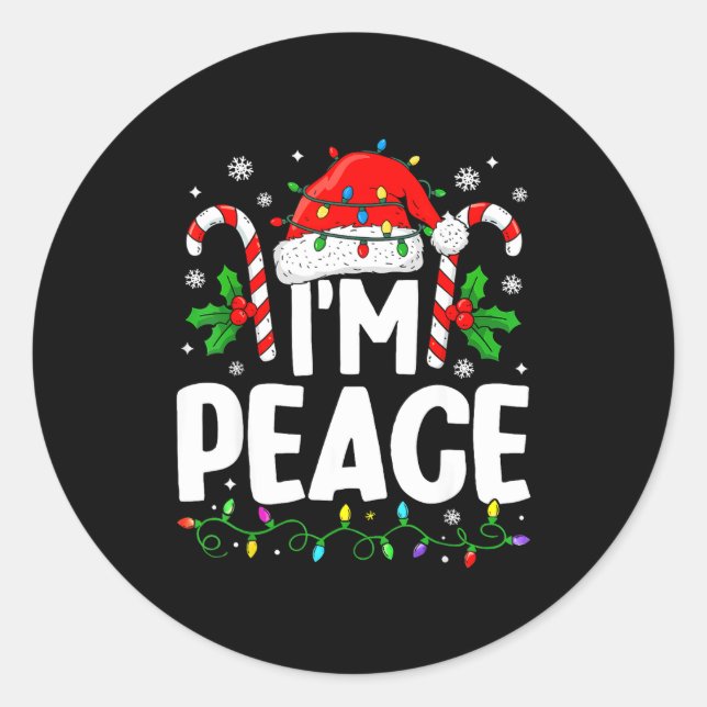Sticker Rond Christmas Funny I Come In Peace Couple Matching Me (Devant)