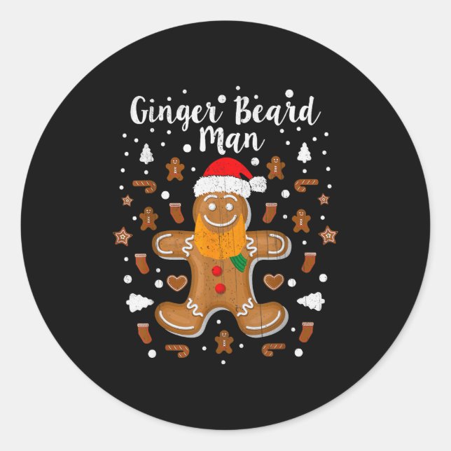 Sticker Rond Christmas Ginger Beard Man Mustache Hair  (Devant)