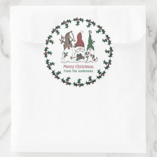 Sticker Rond Christmas Gnome Santa Elf Reindeer Festive Xmas