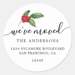 Sticker Rond Christmas Greenery Nous avons déménagé Nouveau éti