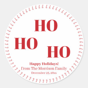 Sticker Rond Christmas Ho Ho Ho nom personnalisé sucre de canne