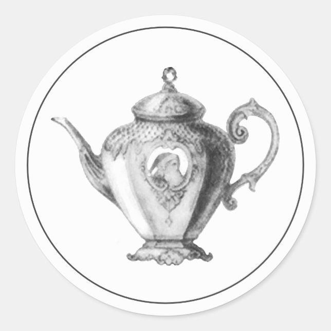 Sticker Rond Christmas Holiday Tea Party classique rond autocol (Devant)