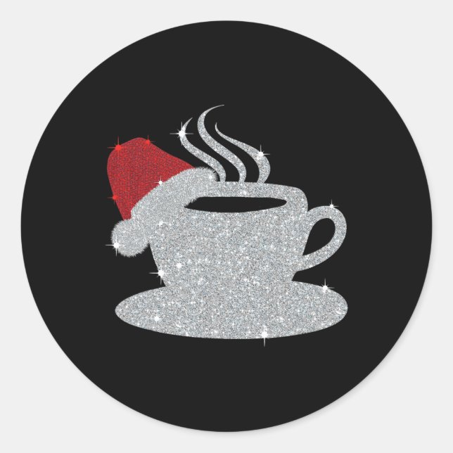 Sticker Rond Christmas Hot Coffee Cup Santa's Hat Xmas Holidays (Devant)