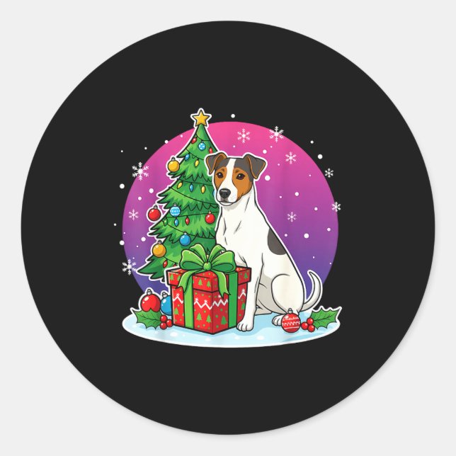 Sticker Rond Christmas Jack Russell Santa Hat Xmas Jack Russell (Devant)