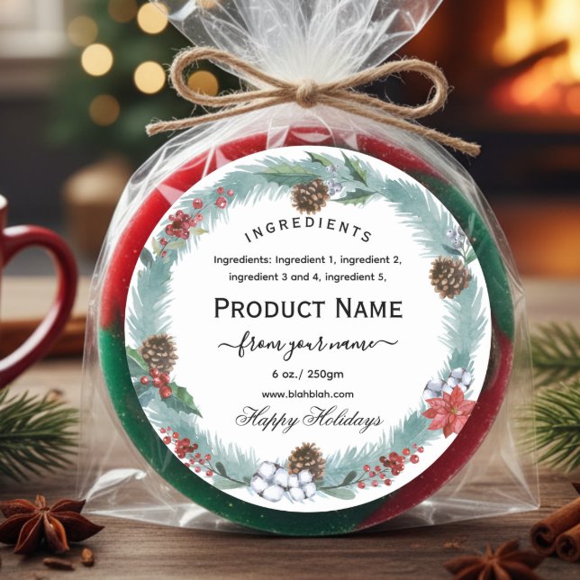 Sticker Rond Christmas jam ingredient Label with wreath (Créateur téléchargé)