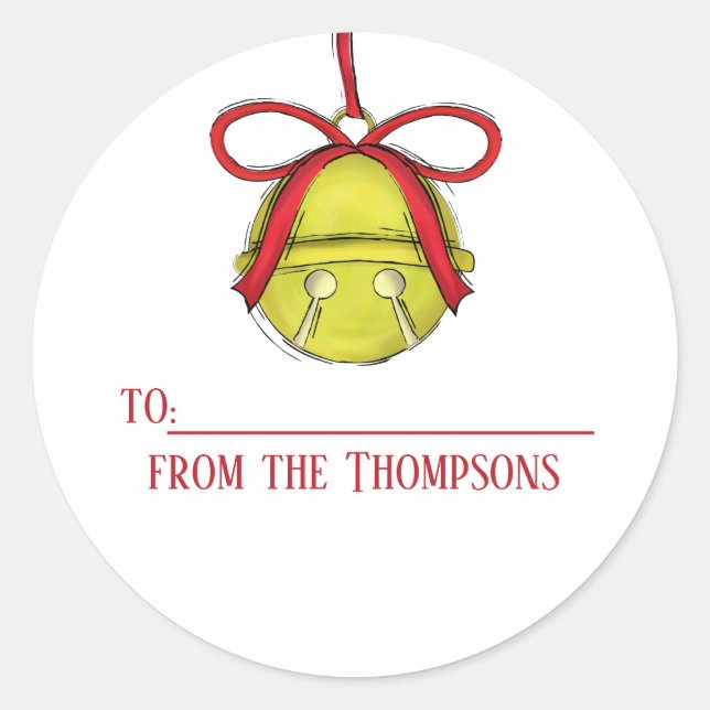 Sticker Rond Christmas Jingle Bell Whimsical Return Adresse (Devant)