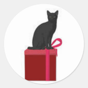 Sticker Rond Christmas Kitty