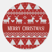 Christmas Knitted Sweater Red and White Ornaments 