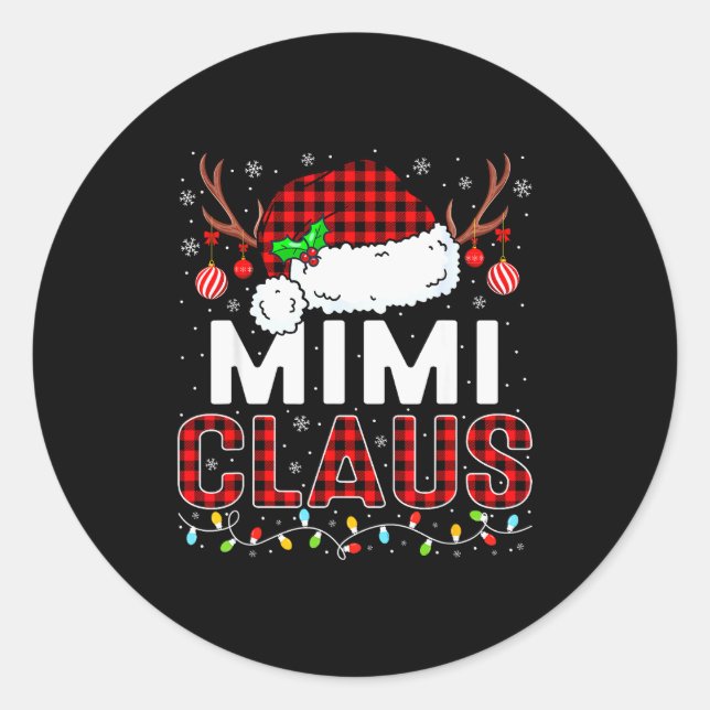 Sticker Rond Christmas Lights Mimi Claus Family Matching Xmas P (Devant)