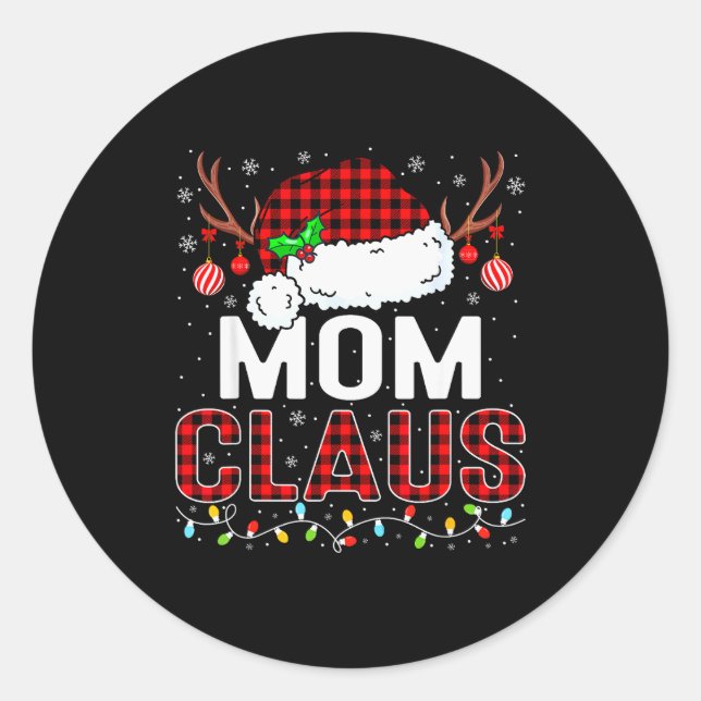 Sticker Rond Christmas Lights Mom Claus Family Matching Xmas Pa (Devant)