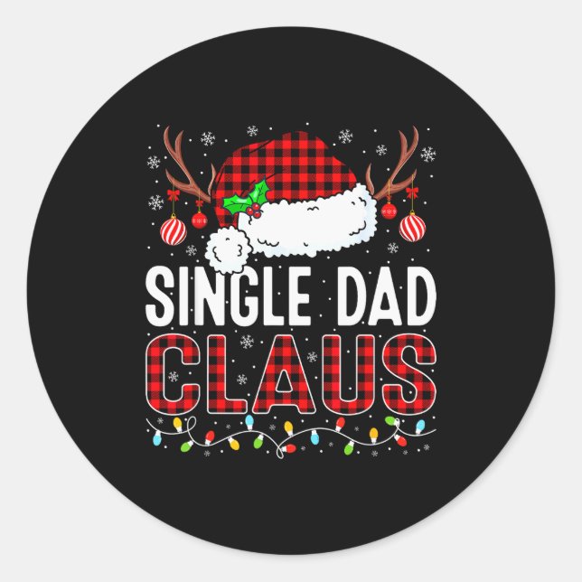 Sticker Rond Christmas Lights Single Dad Claus Family Matching  (Devant)